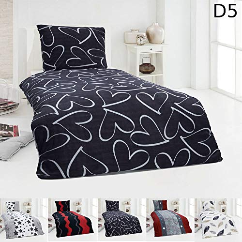 Dreamhome  Warme Winter Microfaser Thermo Fleece Bettwäsche 135x200 155x220 Bettbezug Modern, Maße:135 cm x 200 cm, Design - Motiv:Design 8