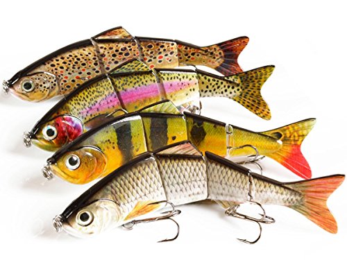 Wobbler Set 4 Stück Kunstköder Angel-Köder zum Hecht Angeln Barsch Forelle Natur Optik Swimbait Jerkbait
