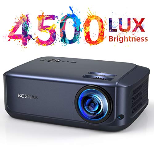 Beamer 4500 Lumen Multimedia Full HD Video-Beamer unterstützt 1080P Full HD LED 50000 Stunden mit max 200' Display, Verbindung mit HDMI VGA SD USB AV Gerät, Heimkino Projektor