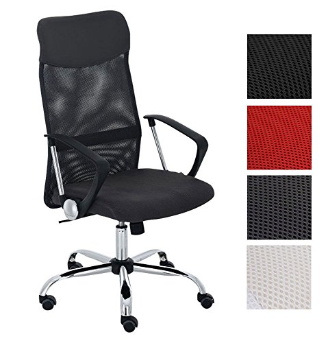 CLP Bürostuhl Washington V2 höhenverstellbarer Drehstuhl mit Wippfunktion | Schreibtischstuhl mit Netzbezug I stabiles Metall Drehkreuz Schwarz