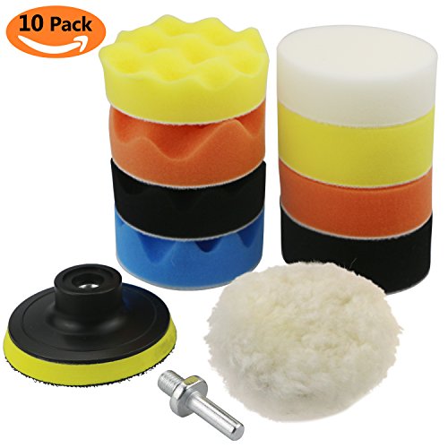 TedGem Auto Polierschwamm, Polieraufsatz Bohrmaschine, Polierpad Set, aus Schwamm und Wolle Polierset Polierteller für Poliermaschine Polierfell Bohrer Adapter Polierhaub Polierauflage -Kit