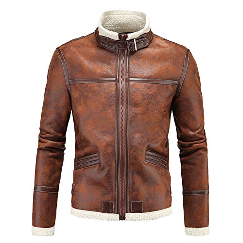 Herren Jacken,Plot Winter Warm Verdicken Pelz Liner Stehkragen Mäntel Winterjacke Übergangsjacke Kunstlederjacke