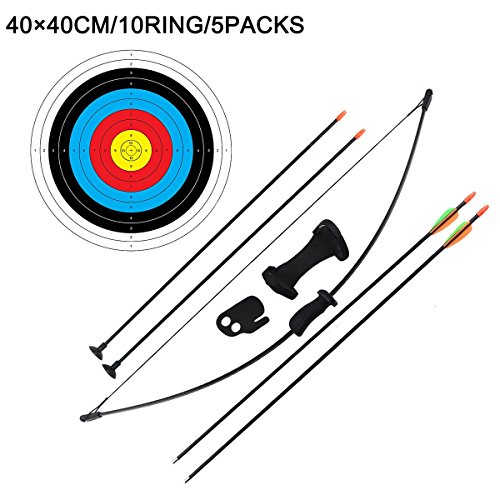 Outdoor Jugend Recurve Bogen und Pfeil Set Kinder Junior Bogenschießen Training Spielzeug für Kinder Teams Spiel Geschenk (16LB, 4 × Pfeile, 5 × Target Gesichter)