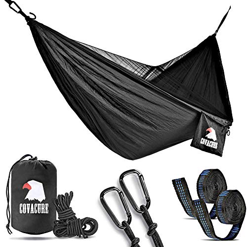 Hängematte,2 Personen Hängematte Outdoor mit Moskitonetz Ultra - Licht Atmungsaktiv, Schnell Trocknende Fallschirm Nylon Camping Hängematte für Trekking, Reise, Strand, Garten - 350 KG Kapazität