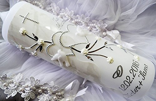 Hochzeitskerze 250/70 mm inkl. Zubehör für selbstbeschriften VH-044