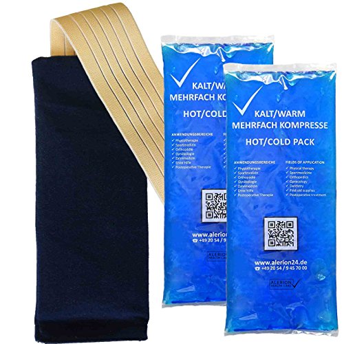 2 Stück 12 cm x 29 cm + 1 Premium Vlieshülle Kalt-Warm Kompresse Mehrfach kompresse Wiederverwendbar Coolpack Mikrowellen geeignet