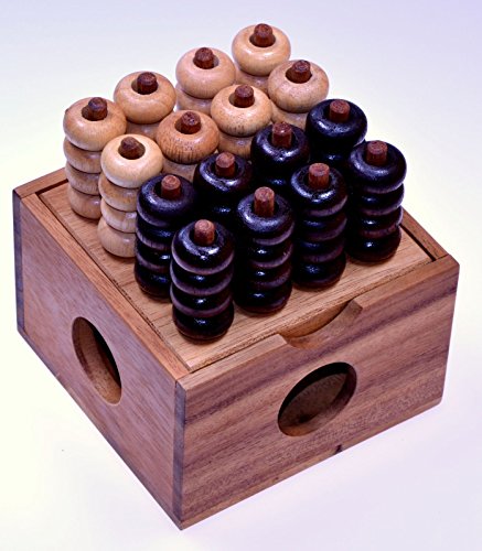 Vier in einer Reihe 3D 4x4 - 3D Bingo 4x4 - Raummühle - Viererreihe 3D - Strategiespiel - Denkspiel aus Holz