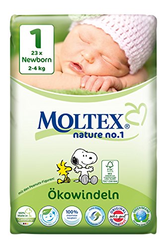 Moltex Nature No. 1 Ökowindeln, Größe 1 (Newborn), 2-4 kg, (1 x 23 Windeln)
