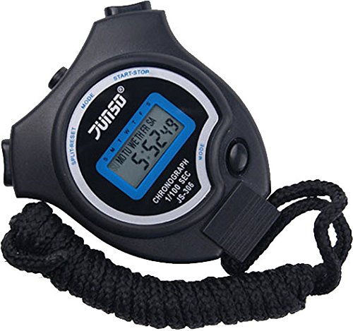 Stoppuhr,BizoeRade Digitale Stoppuhr Timer Handheld Digital Stoppuhr für Sports Training , Schwarz,5 Sprachen Broschüre