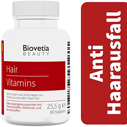 Biovetia Anti Haarausfall Kapseln, gegen Haarausfall bei Frauen und Männer schnell stoppen + Haarwachstum beschleunigen, 60 Kapseln