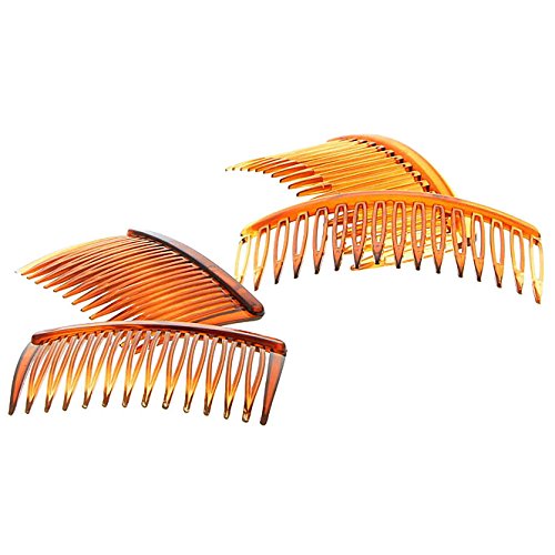 Einsteckkamm Kosmetex, klein und groß, braun 4 Stck. klassisch mit Spaltzähnen, 2er Set