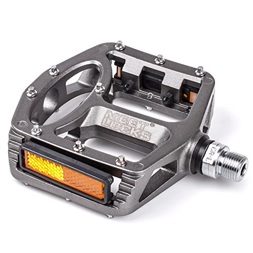 MEETLOCKS Mountainbike-Pedale Fahrrad MTB-Injektion Magnesiumlegierung Cr-Mo CNC-gefräste 9/16 'Gewindespindel, 2 Ultral-Lager Aktualisiert nur 390 Gramm pro Paar