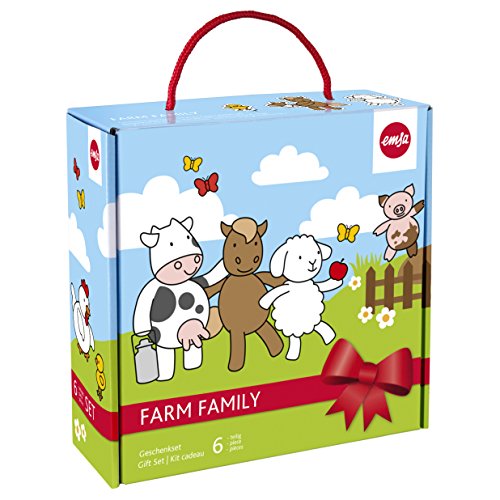 Emsa 509096 6-teiliges Kindergeschirr Geschenk-Set, Geschenkkartonage, Farmmotiv, Bunt, Farm Family