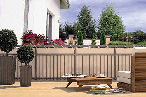 Balkon-Sichtschutz Balkon-Verkleidung Balkonumspannung Balkon-Windschutz CREME beige 24 m Kordel Maße: 600 x 90 cm Polyester