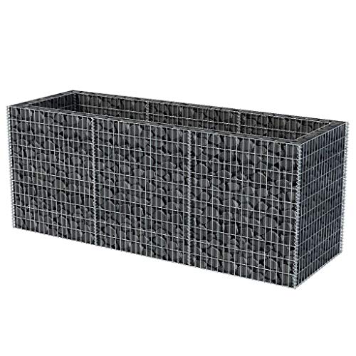 mewmewcat Gabionen Hochbeet aus Stahl 270 x 90 x 100 cm Silbern