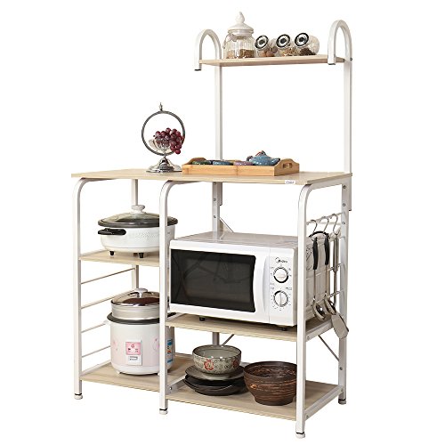 Soges 3+4 Ablage Mikrowellenhalter Küchenregal Bäcker Regal Standregal, multifunktionale Küche Aufbewahrungsregal Küchenregallagerung Küchenwagen, Weiß 172-MP