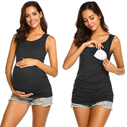 UNibelle Stillshirt Schwangeres Stillen Nursing Schwangerschaft Top schwarz L