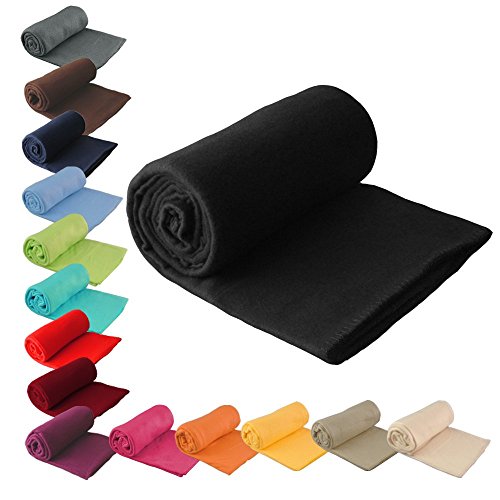 Fleecedecke uni 130 x 170 cm Schwarz