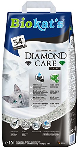 Biokats Diamond Care Katzenstreu, Hochwertige Klumpstreu für Katzen mit Aktivkohle und Aloe Vera, 1 x Papierbeutel 10 L