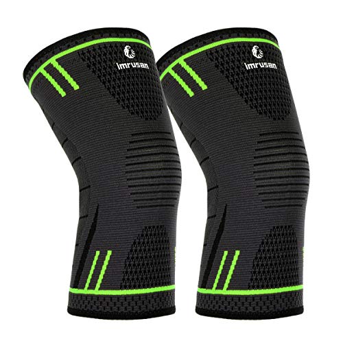 imrusan Kniebandage Kompression Knieschoner, Knieorthese Elastische Sportarten Knieschützer, Kniepolster Knie Sleeve für Herren Damen - Volleyball, Basketball, Crossfit