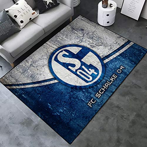 INSTUS Teppich Einfach Kunst Dekoration Teppich Fußball Verein Logo Drucken Rutschfeste Matte Kinderzimmer Dekoration Fußbodenteppich/Schalke / 120 * 160cm
