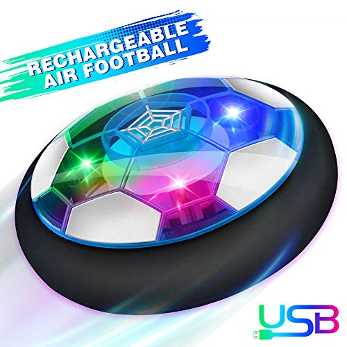 Baztoy Air Fussball Kinderspielzeug Fußball Geschenk Junge Mädchen Wiederaufladbar Hover Soccer Ball Sport Ball Spiele LED-Licht & Schaum Stoßstangen Indoor Outdoor Kinder Air Soccer Disk Spiel