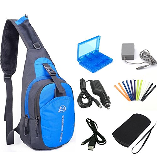 YB-OSANA 7-in-1-Reisetasche mit 3DS XL AC-Adapter, 3DS Kfz-Ladegerät, weiche Schutztasche, 3DS Game Card Case, 3DS XL Stylus und USB-Ladekabel für Nintendo 3DS XL