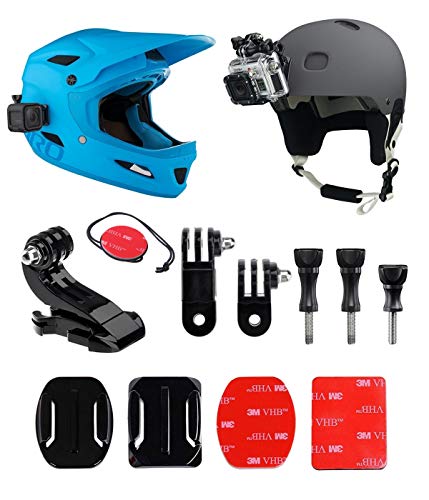 micros2u Gopro Helmhalterung Front + Side Kit, Inklusive J-Hakenschnalle, Schnellverschluss, 3M-Klebepads. Kompatibel mit Gopro Hero 7, 6, 5, 4, 3, 2, Session. Geeignet für andere Actionkameras.