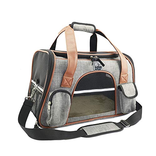 Haustier Transporttasche weiche Reisetasche für Hunde und Katzen trägerkäfig Fluggesellschaft zugelassen faltbare atmungsaktiv 42x24x27cm PHB420245GL