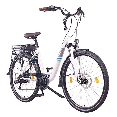 NCM Munich 36V, 26' / 28' Zoll Elektrofahrrad, Herren & Damen Pedelec, E-Bike City Rad, 250W Bafang Heckmotor, 13Ah 468Wh Lithium-Ionen-Akku, Mechanische Scheibenbremsen (28' in Weiß)