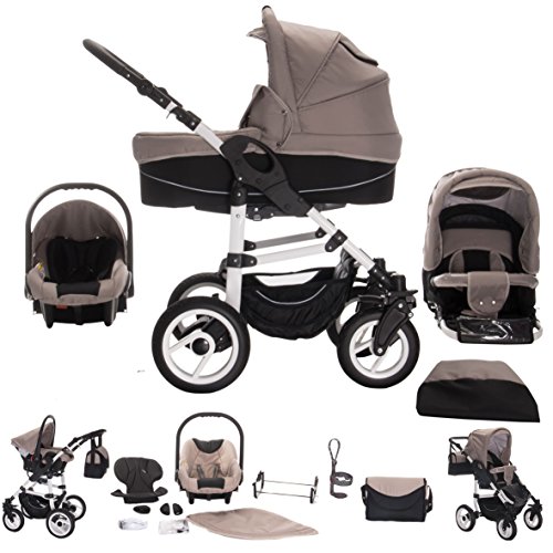 Bebebi Paris | 3 in 1 Kinderwagen Komplettset | Hartgummireifen | Farbe: Seine