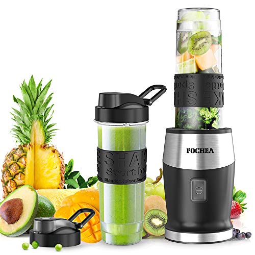 Mixer Smoothie Maker, Fochea Standmixer, 500 Watt Mini Smoothie Mixer, Multifunktion Smoothiemaker mit 2 Sport-Flasche BPA frei Tritan,570ml für Shakes und Smoothie