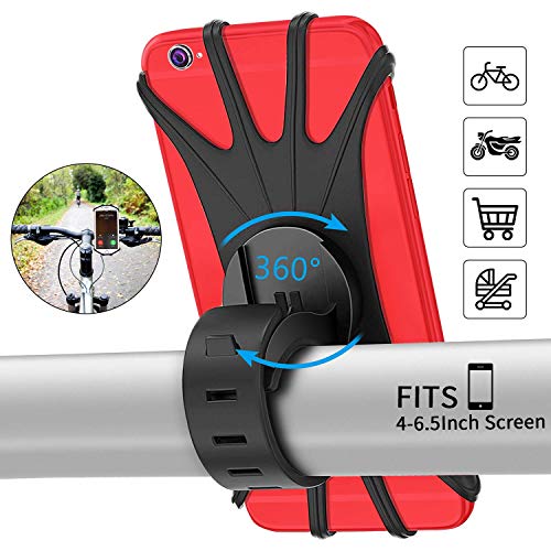 PEYOU Handyhalterung Fahrrad, [2019 Neu] Fahrrad Handyhalterung Silikon für iPhone X/8/7/6 Plus,Samsung, Huawei und Handy mit 4-6,5 Zoll, Verstellbarer Handyhalter für Fahrrad Motorrad, 360° Rotation