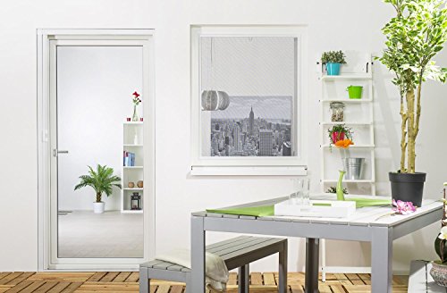 Insektenschutz-Fenster Basic 100 x 120 cm in Weiß, Braun oder Anthrazit, als Bausatz, auf Maß geschnitten oder komplett aufgebaut, Fliegengitter mit Alurahmen und hochwertigem Fiberglasgewebe in Schwarz