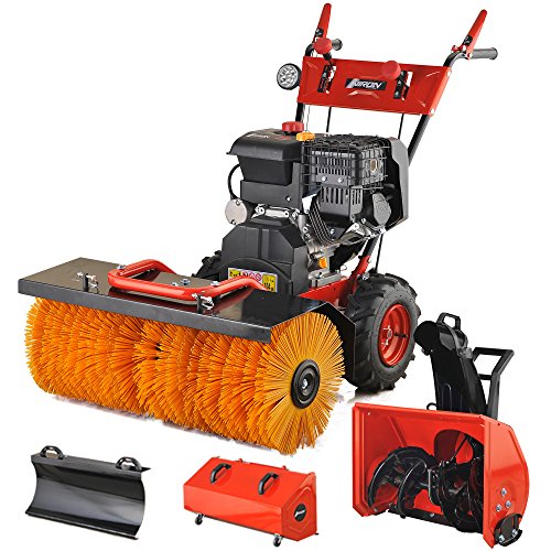 Schneefräse Kehrmaschine 13 PS mit Elektrostarter 4in1 Benzin Schneepflug Schneeschieber Motorbesen