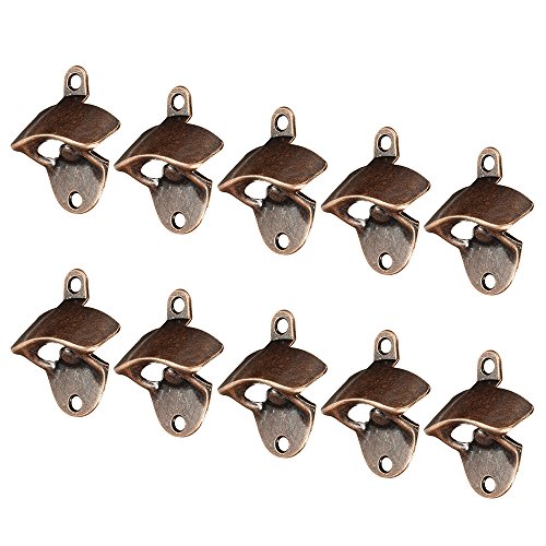 10 Stück Wand Flaschenöffner Wandflaschenöffner Bieroffner Befestigt Praktische Edelstahl Wandhalterung Retro Bar Bier Soda Glas Cap