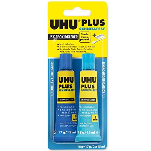 UHU 45700 PLUS Schnellfest, 2-Komponenten-Epoxidharzkleber, ohne Lösungsmittel, 35 g