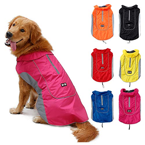 TFENG Reflektierend Hundejacke für Hunde, Wasserdicht Hundemantel Warm gepolstert Puffer Weste Welpen Regenmantel mit Fleece (Größe XS, Rosa)