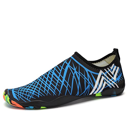 Strandschuhe Damen Herren Wasserschuhe Badeschuhe Unisex Atmungsaktiv Leicht Barfußschuhe rutschfeste für Schwimmen Tauchen (Schwarz, 44EU)