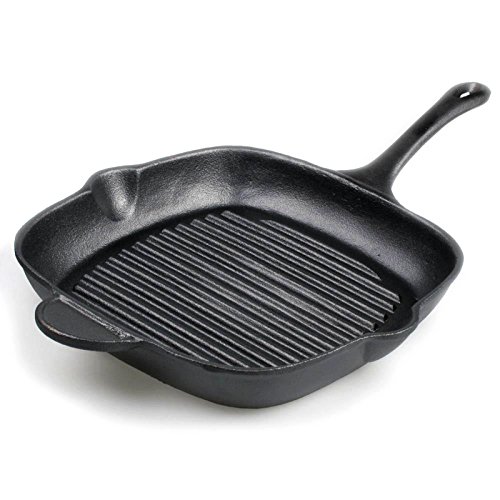 Big BBQ Grill- und Steakpfanne 29 cm aus Gusseisen geriffelt