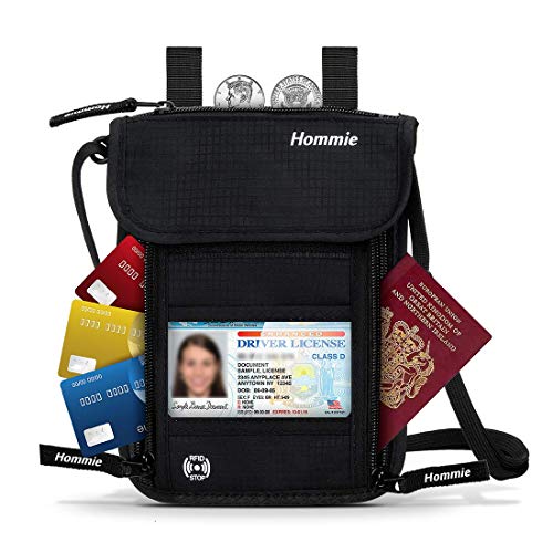 Brustbeutel, Brusttasche für Damen und Herren, mehrfunktionaler Beutel Wasserdichte Umhängetasche, RFID Diebstahlschutz wasserabweisend für Dienstreise, schwarz von Hommie