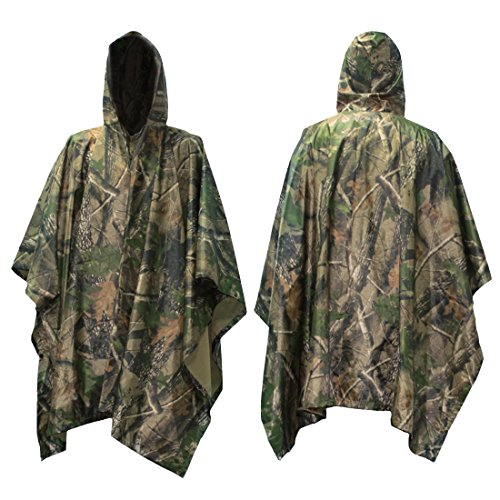 Mture Wasserdichter Regenponcho, Freizeit Regenmantel, Regenjacken Unisex Regenmantel Ponchos Regenbekleidung für Bergsteigen Reisen - grün