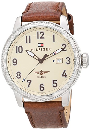Tommy Hilfiger Herren Analog Quarz Uhr mit Leder Armband 1791315