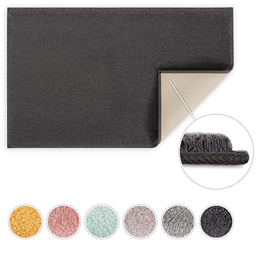 Blumtal Badezimmerteppich rutschfest - Weiche Badematte, Badvorleger, Badeteppich, 50x80 cm, Dark Grey