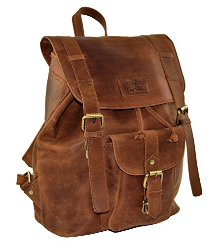 MENZO Lederaccessoires „Meran“ Buffalo Vintage Leder, Lederrucksack, Umhängetasche, Cityrucksack, Backpack (braun)