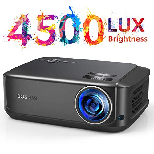 Heimkino-Beamer 50000 Stunden unterstützt 1080P Full HD, 4500 Lumen LCD LED Video Beamer für Film Unterhaltung Spiele Reisen, unterstützt HDMI VGA AV USB Micro SD