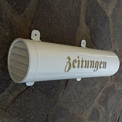 Zeitungsrolle aus stabilen Metall Zeitungsfach Weiß Weiss mit Verschlussgitter Zeitungsbox