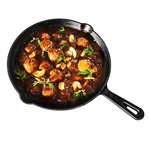 Küpfanche Bratpfanne Gusseisen Ø 26cm rund mit Griff, Gusseisenpfanne für alle Herdarten, auch Induktion, schwarz