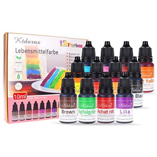 Lebensmittelfarbe flüssig, 12 lebensmittel farben, hochkonzentriert & zuckerfrei, Set zum Geeignet für Kuchen,Backen und alle Lebensmittelfärbungen
