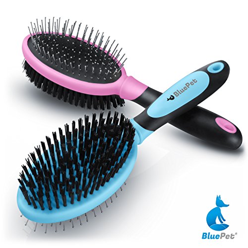 Bluepet *Doppeldecker* 2in1 Fellbürste | Hundebürste | Katzenbürste für Kurz- bis Langhaar– Fellstriegel für jedes Fell